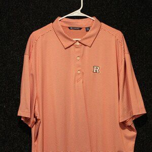 CUTTER & BUCK MENS POLO SIZE XXXL RED AND WHITE STRIPE  EXCELLENT CONDITION